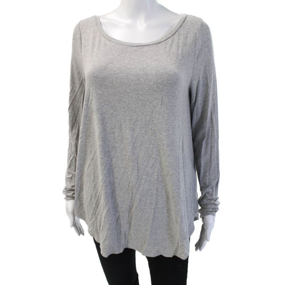 Calypso Saint Barth Women Tunic T Shirt Gray Long Sleeve Round Neck Size M